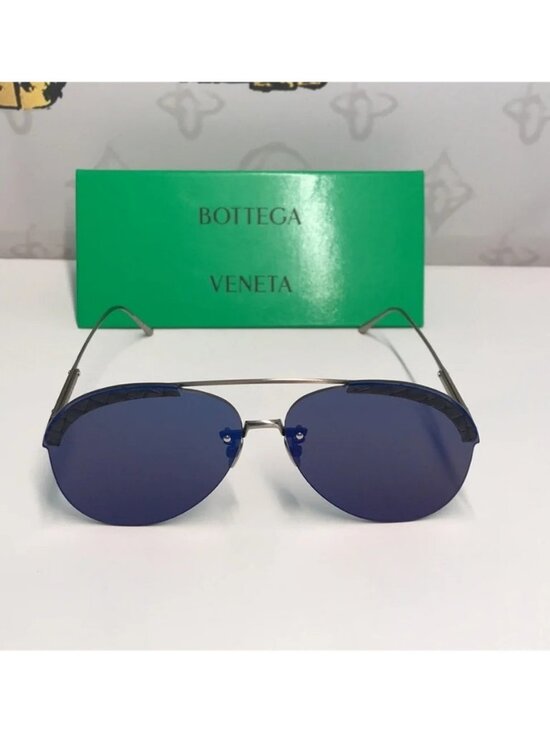 New Authentic Bottega Veneta BV0242S 003 Sunglasses – Blue Pilot Aviator main image 8